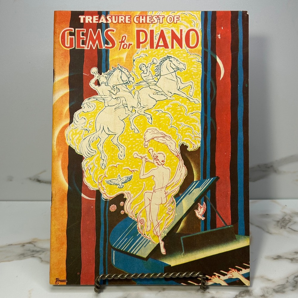 Vintage 1936 Treasure Chest of Gems for Piano Sheet Music Book Art Deco Cover